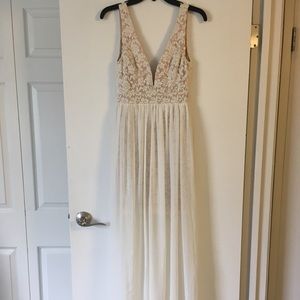 Lulus Low Cut Lace Maxi Dress